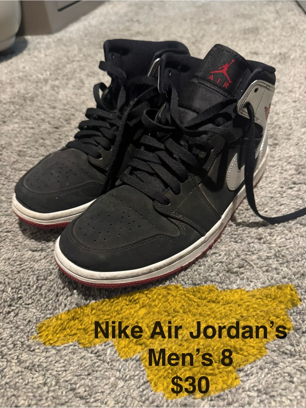 Jordan Black, White and Red High-Top Sneakers